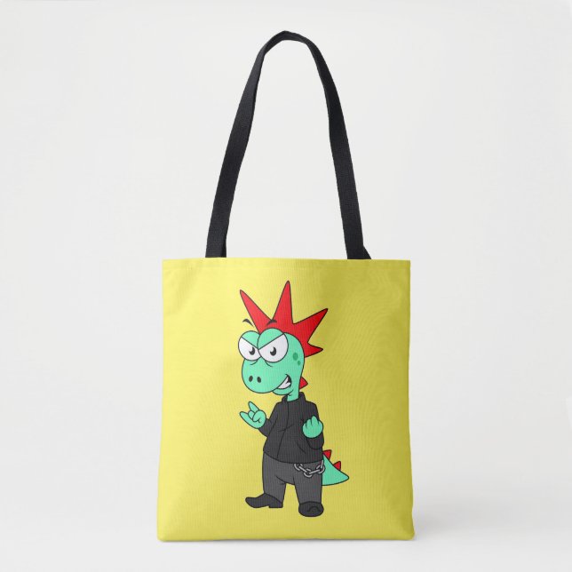Tyrannosaurus Rex Dressed As A Punk. Tote Bag (Front)