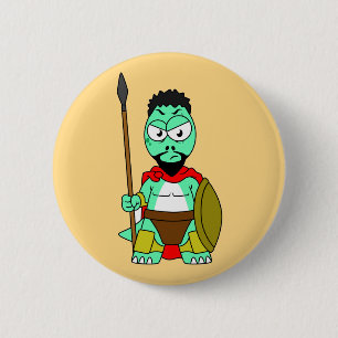 Tyrannosaurus Rex Dressed As Leonidas. 6 Cm Round Badge