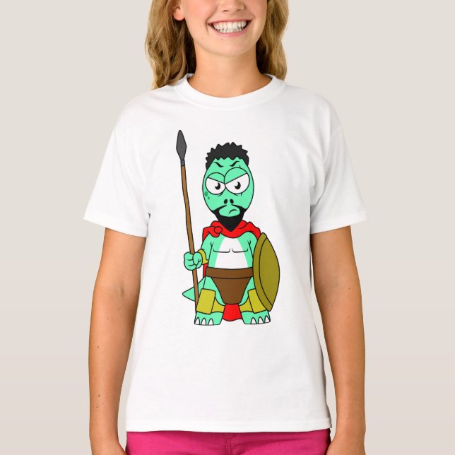 Tyrannosaurus Rex Dressed As Leonidas. T-Shirt (Front)