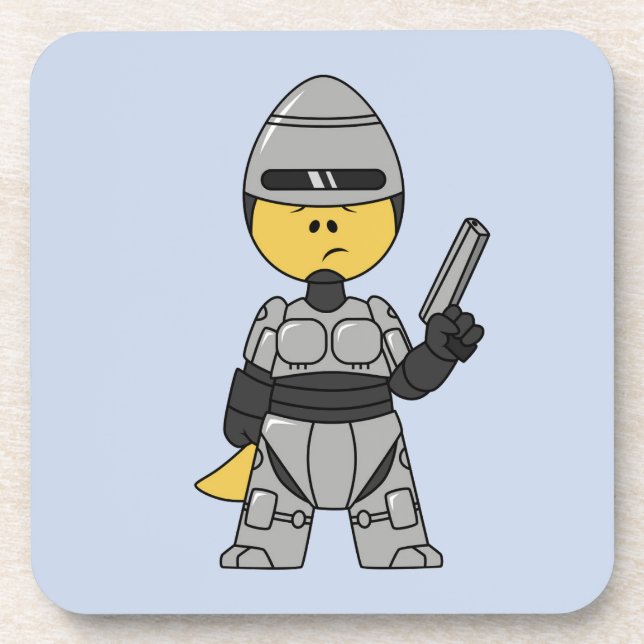 Tyrannosaurus Rex Dressed As Robocop. Coaster (Front)