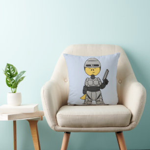 Tyrannosaurus Rex Dressed As Robocop. Cushion