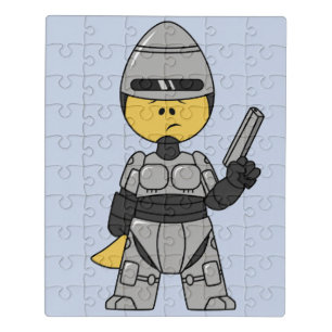 Tyrannosaurus Rex Dressed As Robocop. Jigsaw Puzzle