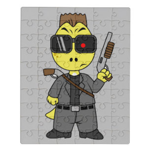 Tyrannosaurus Rex Dressed As The Terminator. Jigsaw Puzzle