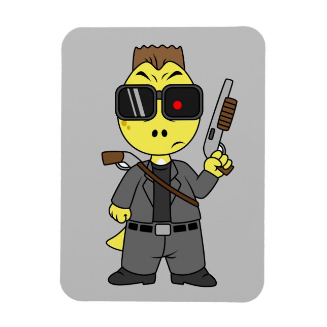 Tyrannosaurus Rex Dressed As The Terminator. Magnet (Vertical)