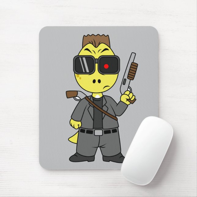Tyrannosaurus Rex Dressed As The Terminator. Mouse Mat (With Mouse)
