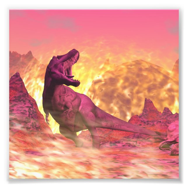 Tyrannosaurus rex dying because of meteorite photo print (Front)