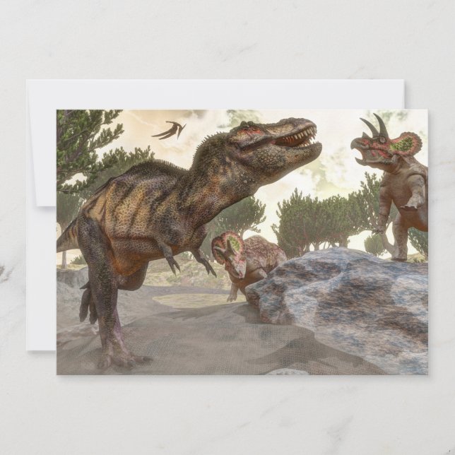 Tyrannosaurus rex escaping from triceratops attack (Front)