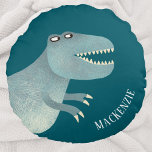 Tyrannosaurus Rex Fun Personalised Round Cushion<br><div class="desc">A fun Tyrannosaur dinosaur with a modern font name which can be changed to personalise.  Original art by Nic Squirrell.</div>