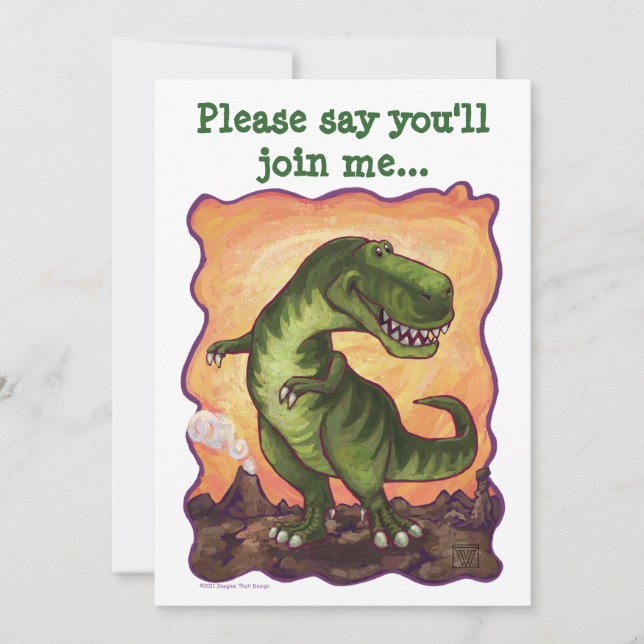 Tyrannosaurus Rex Party Centre Invitation (Front)