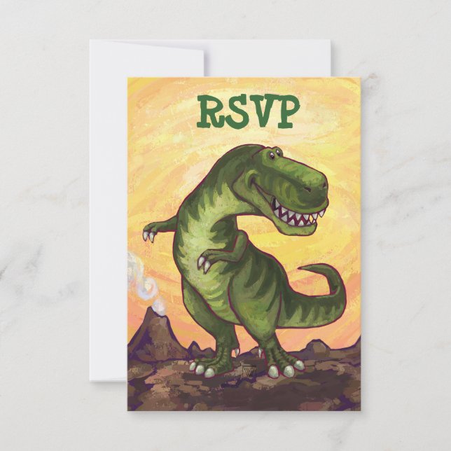Tyrannosaurus Rex Party Centre RSVP Card (Front)
