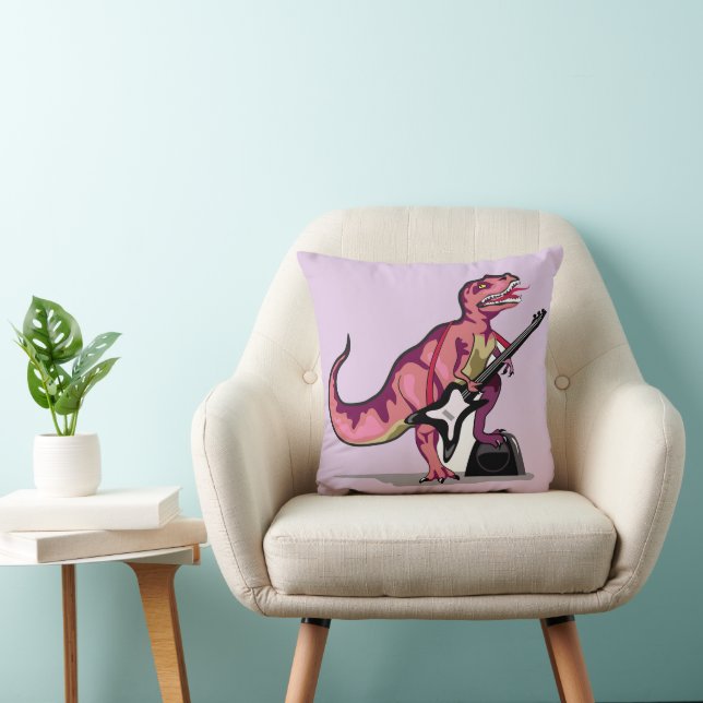 Tyrannosaurus Rex Playing The Guitar. Cushion (Chair)