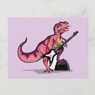 Tyrannosaurus Rex Playing The Guitar. Postcard