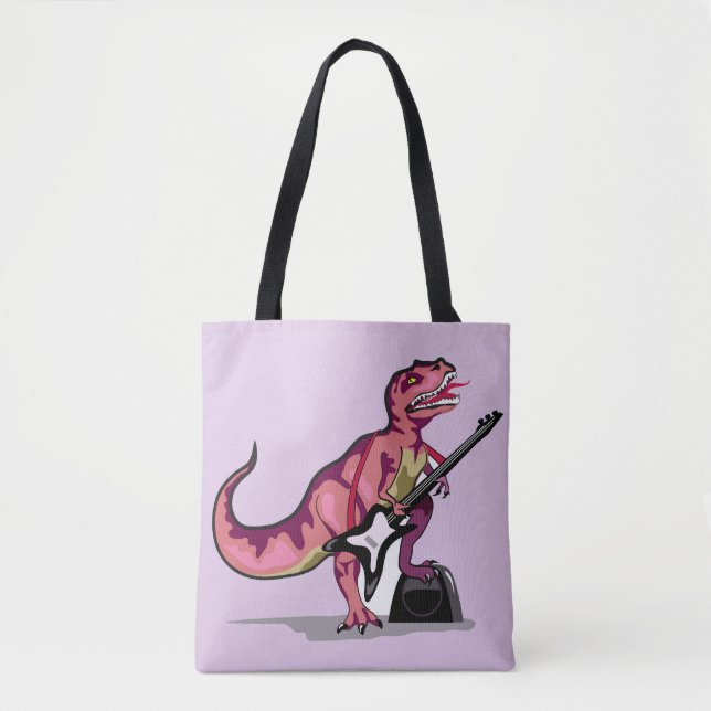 Tyrannosaurus Rex Playing The Guitar. Tote Bag (Front)
