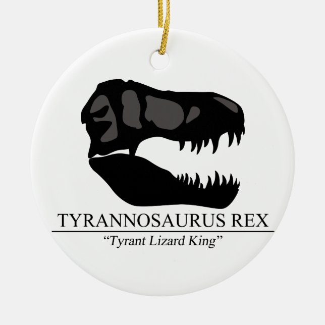 Tyrannosaurus Rex Skull Ceramic Tree Decoration (Front)