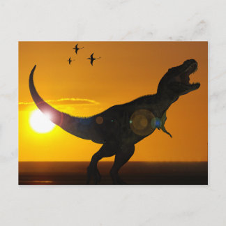 Tyrannosaurus Rex sunset style postcard