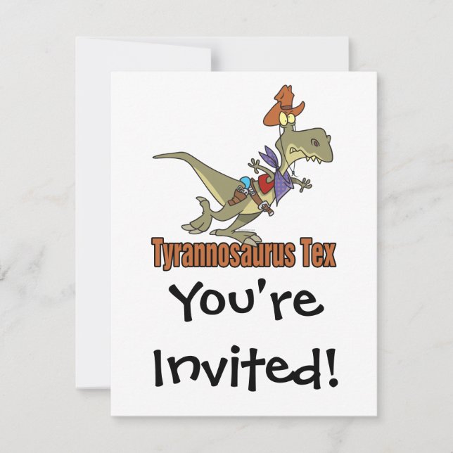 tyrannosaurus rex tex cowboy dinosaur invitation (Front)