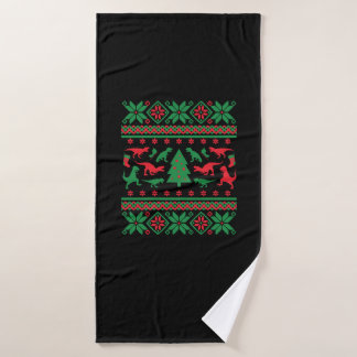 Tyrannosaurus Rex Ugly Christmas Sweater - Trex Ug Bath Towel