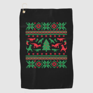 Tyrannosaurus Rex Ugly Christmas Sweater - Trex Ug Golf Towel