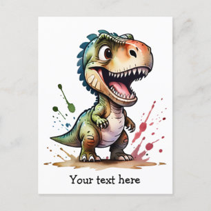 Tyrannosaurus Rex Watercolor Splash Personalised Postcard