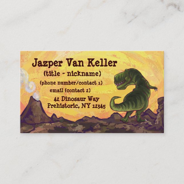 Tyrannosaurus Rex Writing Stuff Business Card (Front)