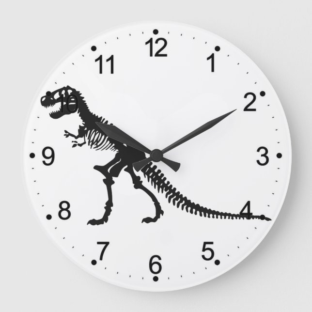 Tyrannosaurus Skeleton - Choose background colour Large Clock (Front)