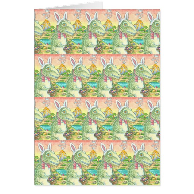TYRANNOSAURUS T-REX EASTER BUNNY GREETING CARD Ver (Front)