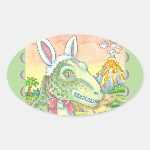 TYRANNOSAURUS T REX EASTER STICKERS Sheet Oval