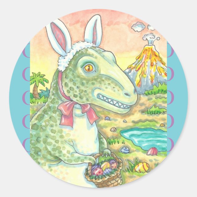 TYRANNOSAURUS T REX EASTER STICKERS Sheet Round (Front)