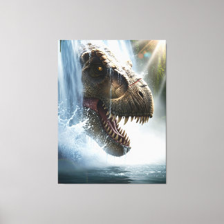 Tyrannosaurus T Rex in a waterfall Canvas Print