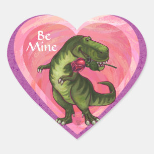 Tyrannosaurus Valentine's Day Heart Sticker