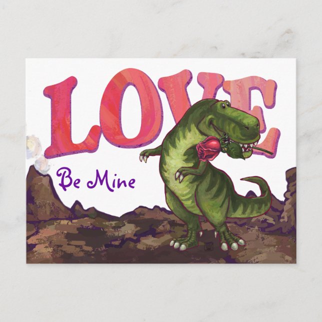 Tyrannosaurus Valentine's Day Holiday Postcard (Front)