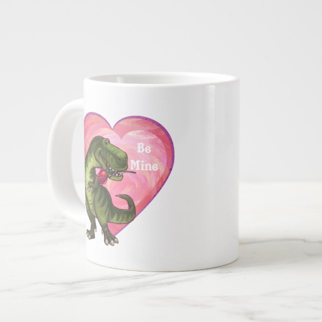 Tyrannosaurus Valentine's Day Large Coffee Mug (Front Left)