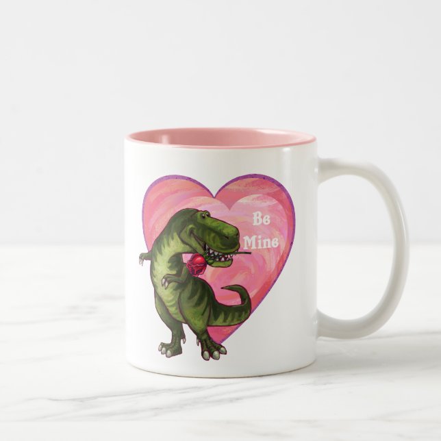 Tyrannosaurus Valentine's Day Two-Tone Coffee Mug (Right)