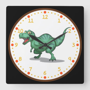 Tyrannousaurus Rex Dinosaur Square Wall Clock