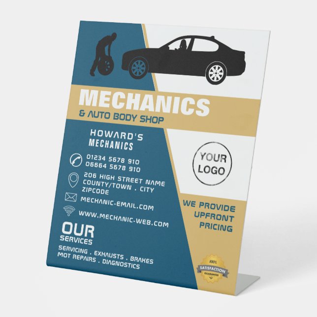 Tyre Change, Auto Mechanic & Repairs Advertising Pedestal Sign (Front)