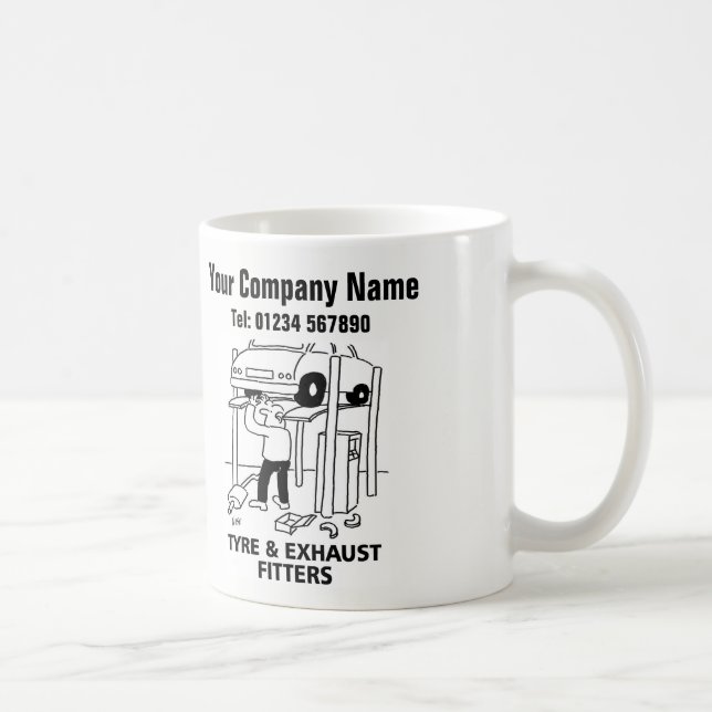 Tyre & Exhaust Fitters Cartoon Mug (Right)