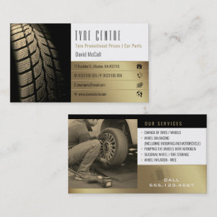 Tyre Store Services   Car Parts Gold Business Card