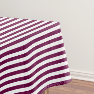 Tyrian Purple and White Stripe Tablecloth