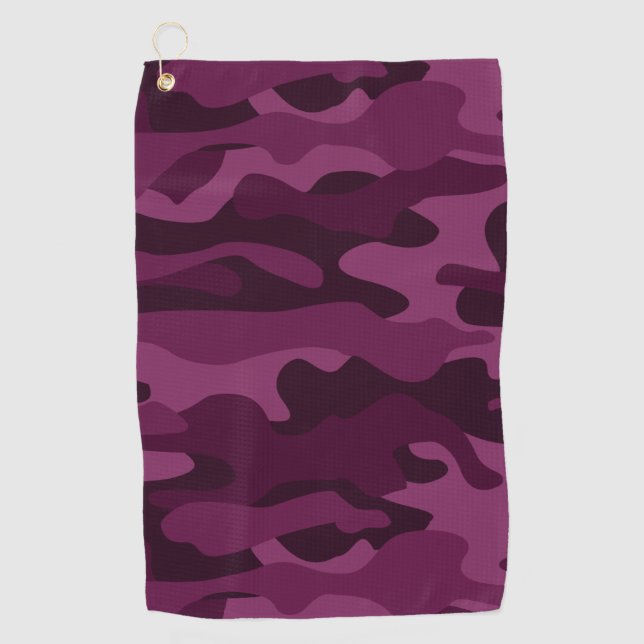 Tyrian Purple Monocolor Camo Golf Towel (Front)