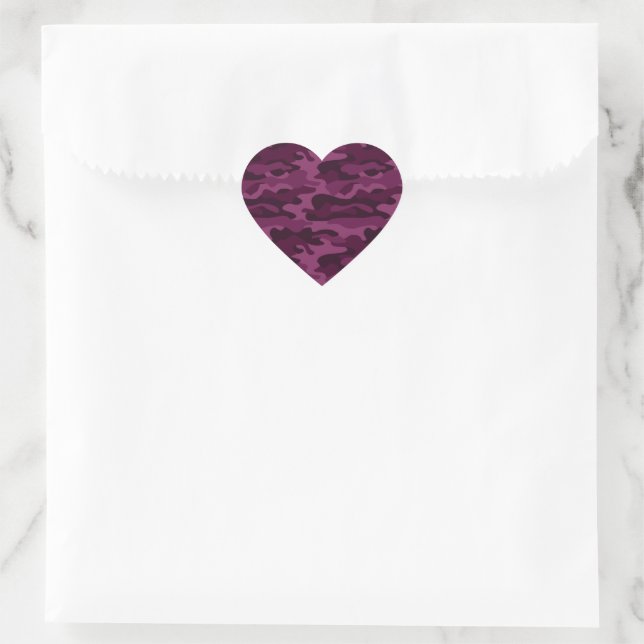 Tyrian Purple Monocolor Camo Heart Sticker (Bag)