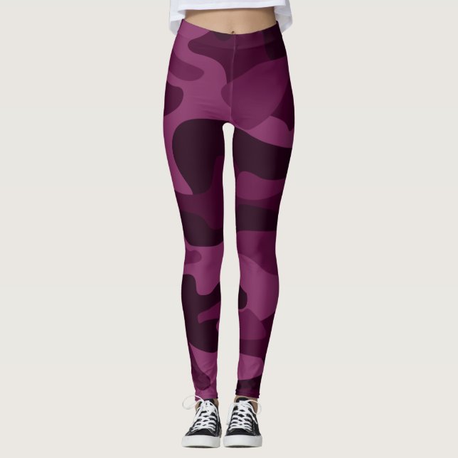 Tyrian Purple Monocolor Camo Leggings (Front)