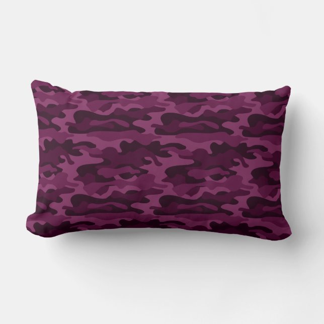 Tyrian Purple Monocolor Camo Lumbar Cushion (Front)