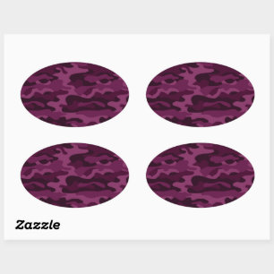 Tyrian Purple Monocolor Camo Oval Sticker