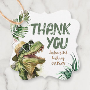 Tyronasaurus Rex Dinosaur Birthday Thank You Favour Tags