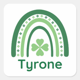Tyrone Name Clover Boho Rainbow Square Sticker