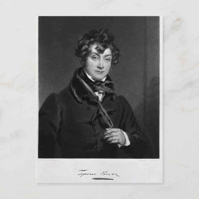 Tyrone Power, engraved by James Sands, c.1833 Postcard (Front)