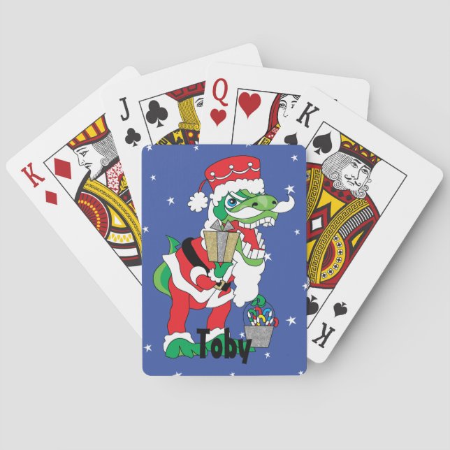 TySANTAsaurus Rex Christmas Playing Cards (Back)