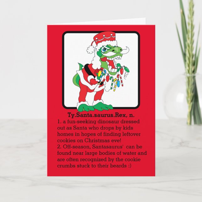TySantaSaurus Rex, Merry Christmas Card (Front)