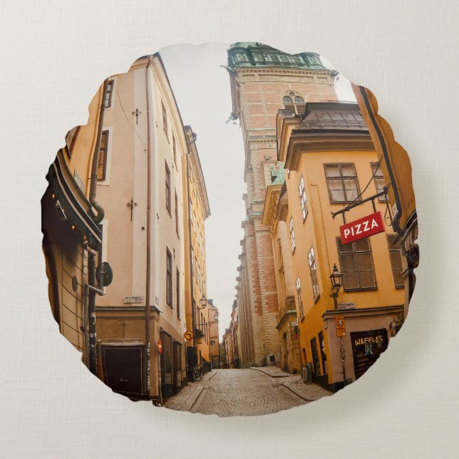 Tyska Brinken, Gamla Stan, Old Town, Stockholm Round Cushion (Front)