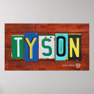 TYSON License Plate Lettering Name Sign Poster